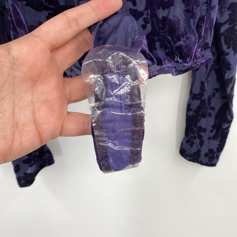 Intimately Free People Magic Hour Bodysuit Women Size XS Purple Velvet Puff‎ - Picture 5 of 16